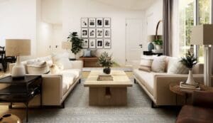 Clean and Tidy White and Beige Living Room