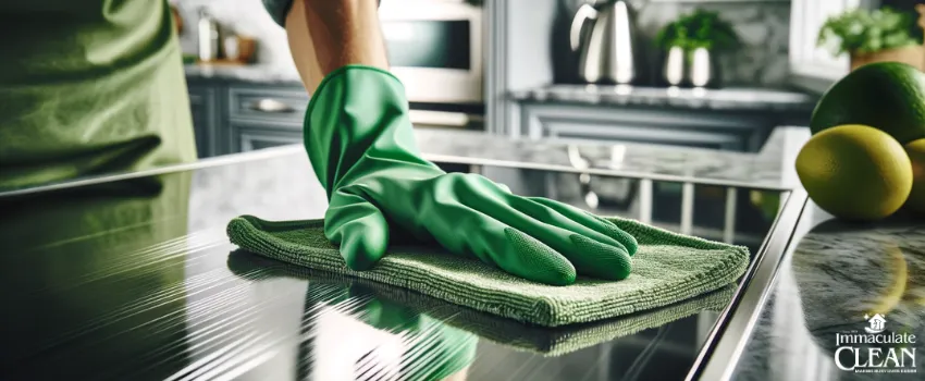 IC - Cleaner wiping down an oven